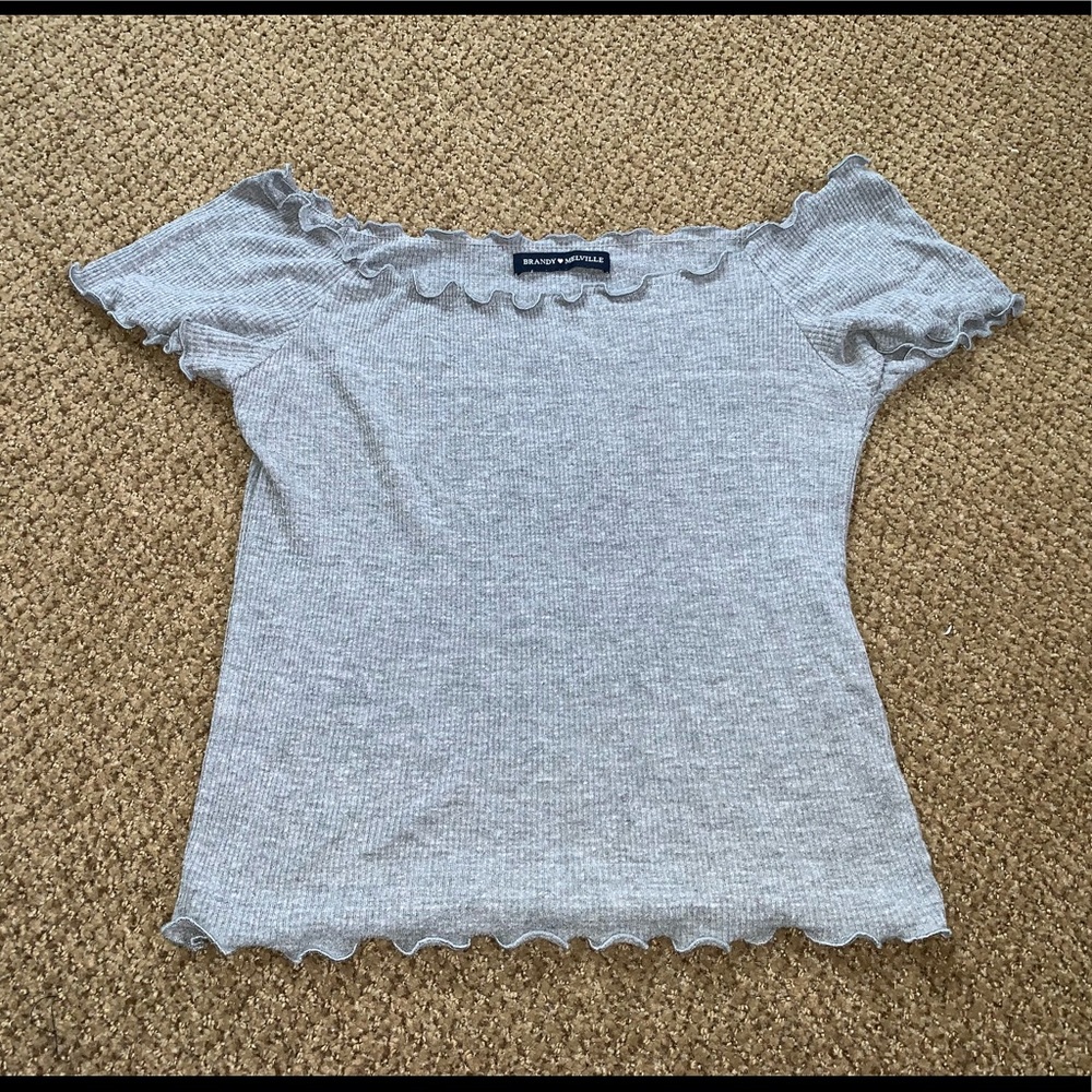 Gray off the shoulder crop top